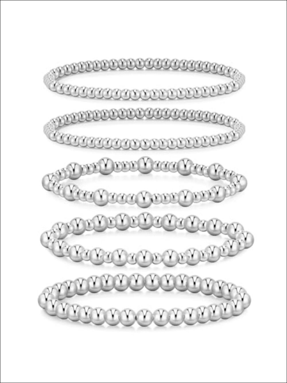 14K Gold Plated Beaded Ball Bracelet Set Adjustable Stackable Jewelry Gift